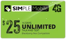 BYOP = Simple Mobile $50 Unlimited Talk, Text, Int'l Text & Data   5gb hotspot   Intl Talk   Sim Card  New Number