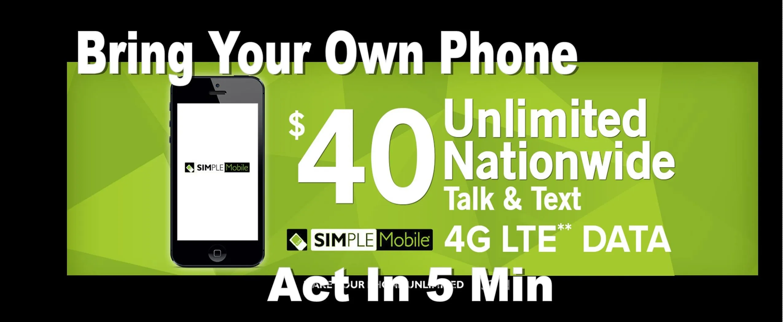 BYOP = Simple Mobile $50 Unlimited Talk, Text, Int'l Text & Data   5gb hotspot   Intl Talk   Sim Card  New Number