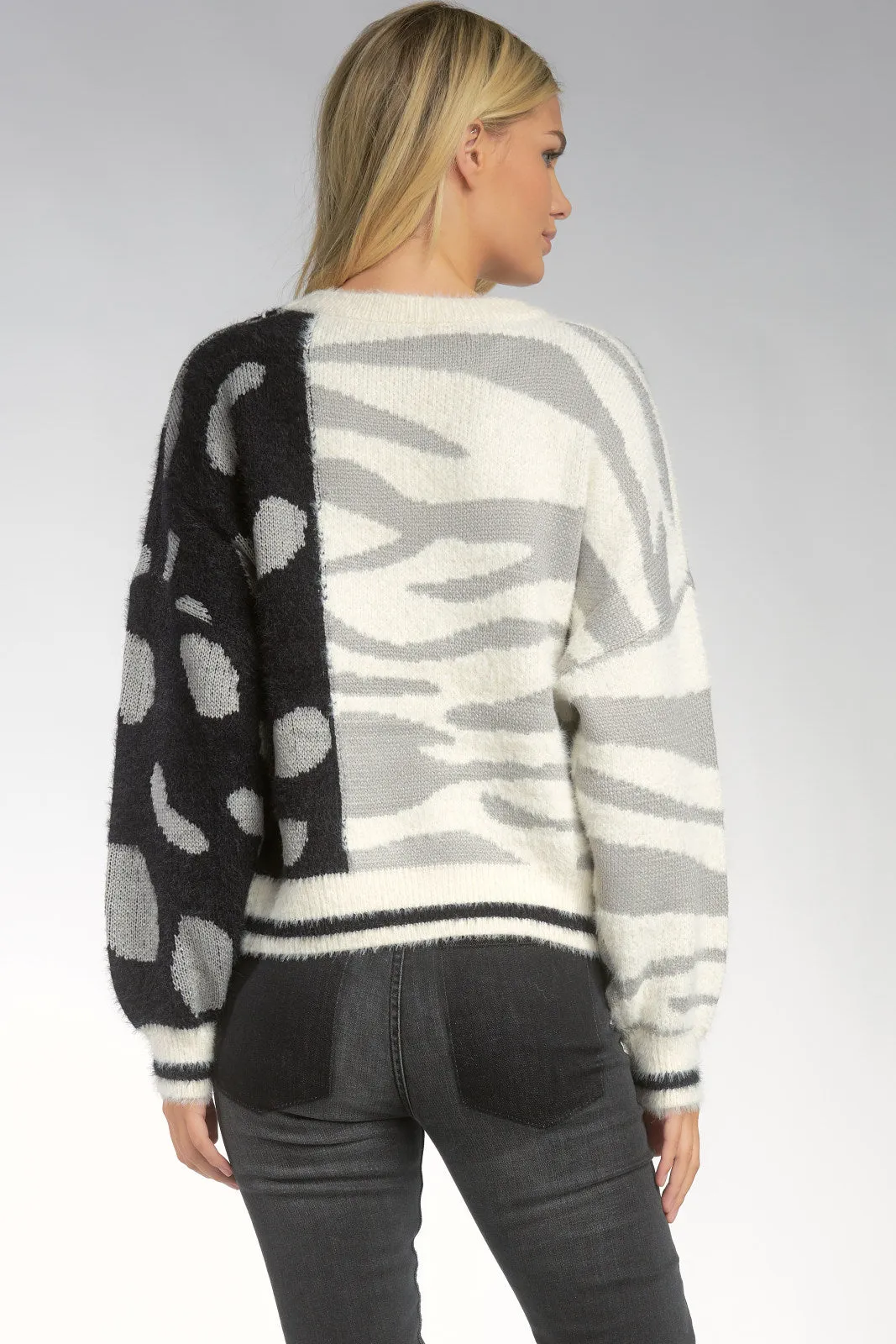 Color Block Animal Print Sweater