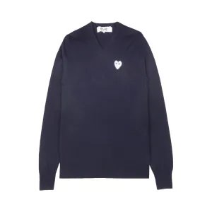 Comme des Garçons PLAY Heart V-neck Sweater, Blue
