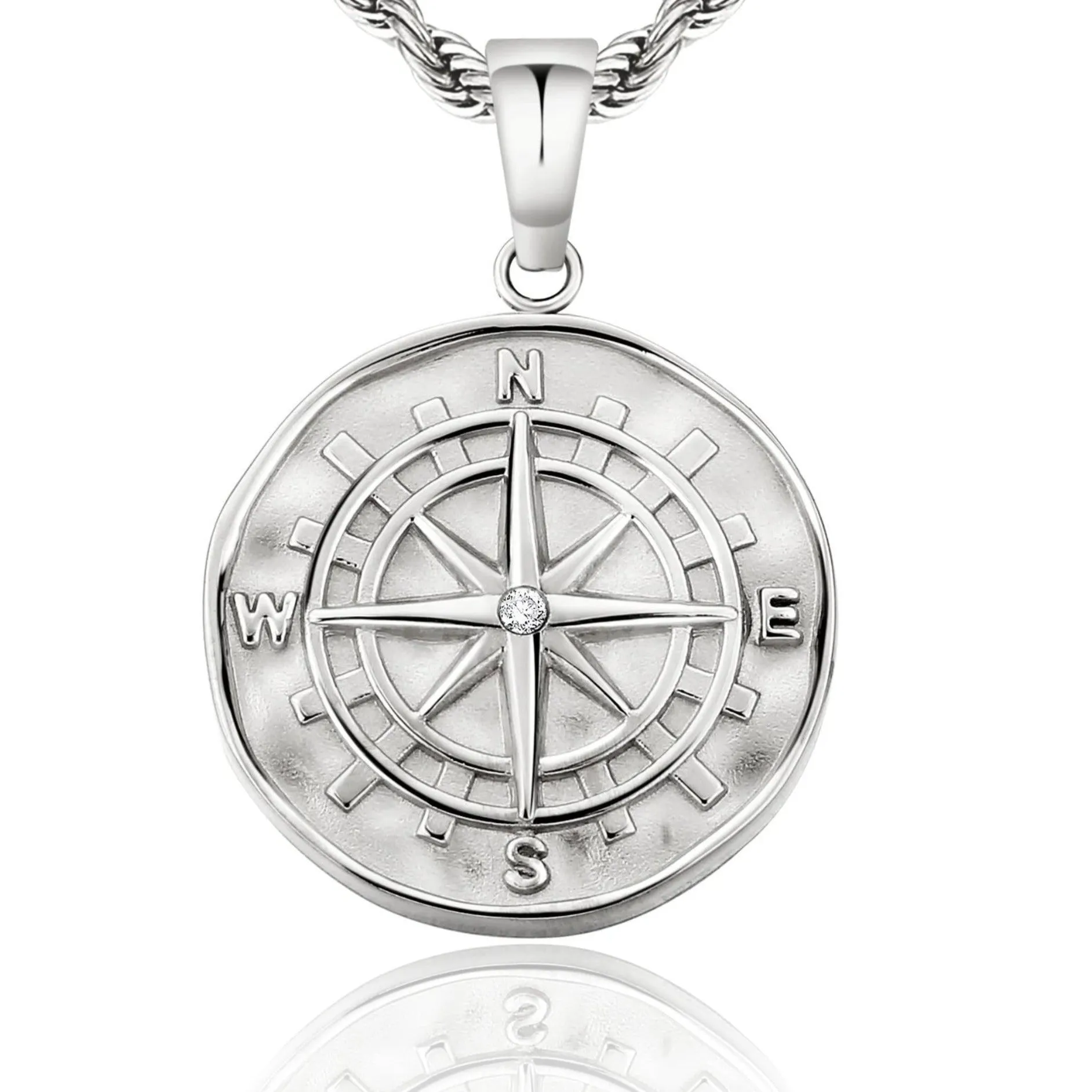 Compass Coin Pendant Necklace