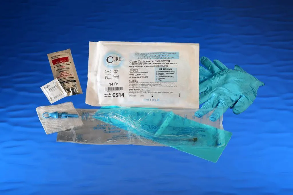 Cure Catheter Closed System With 1500mL Integrated Collection Bag, Singles and Kits