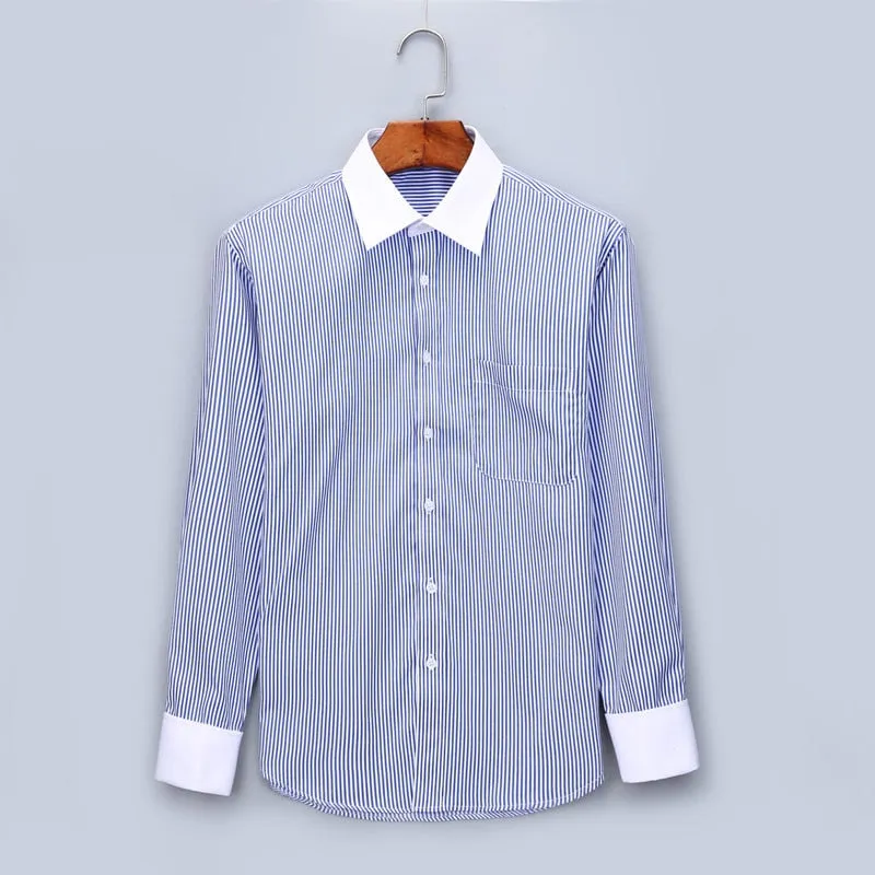 French Cufflinks  Long Sleeve Casual Slim Fit French Cuff Dress Shirts For Men