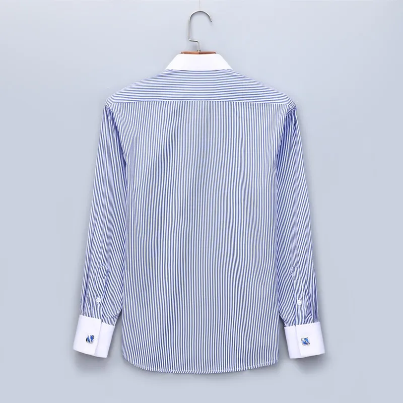 French Cufflinks  Long Sleeve Casual Slim Fit French Cuff Dress Shirts For Men