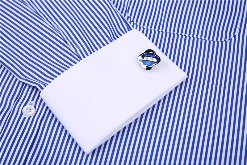 French Cufflinks  Long Sleeve Casual Slim Fit French Cuff Dress Shirts For Men