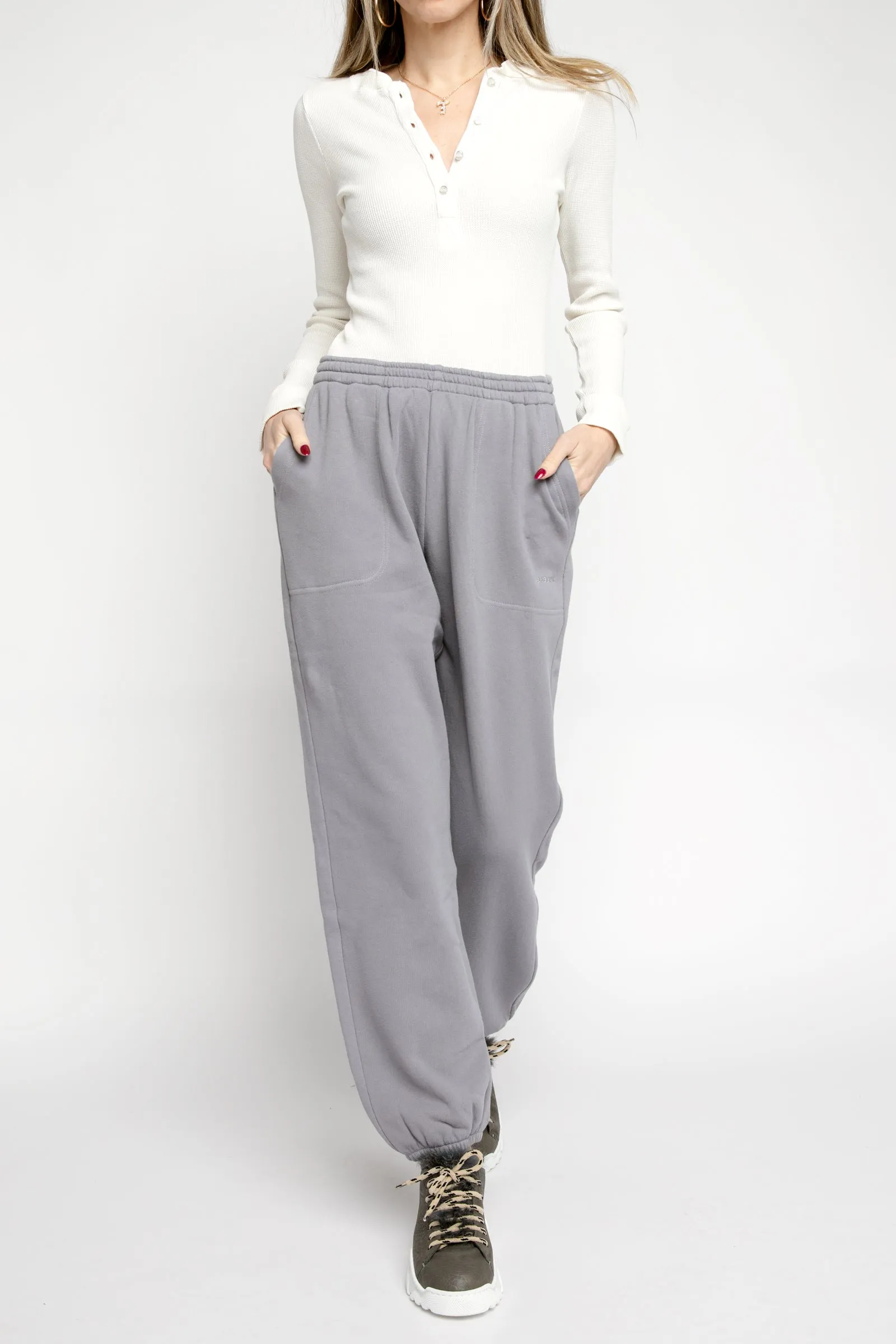 Henri Thermal Slim Henley in Soft White