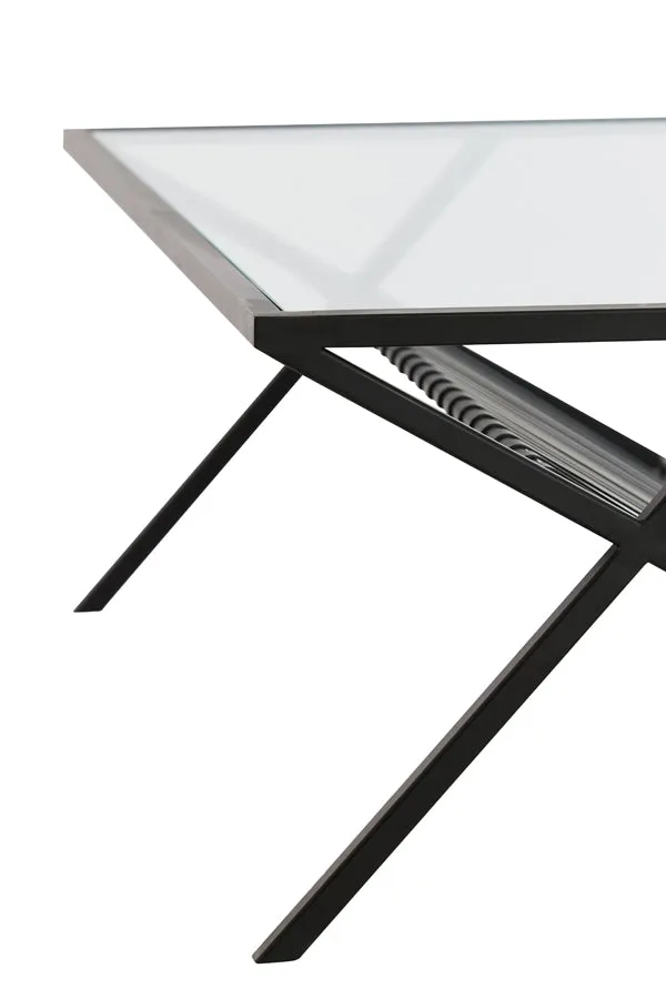 Light & Living Ezra Coffee Table in Clear Glass and Matt Black