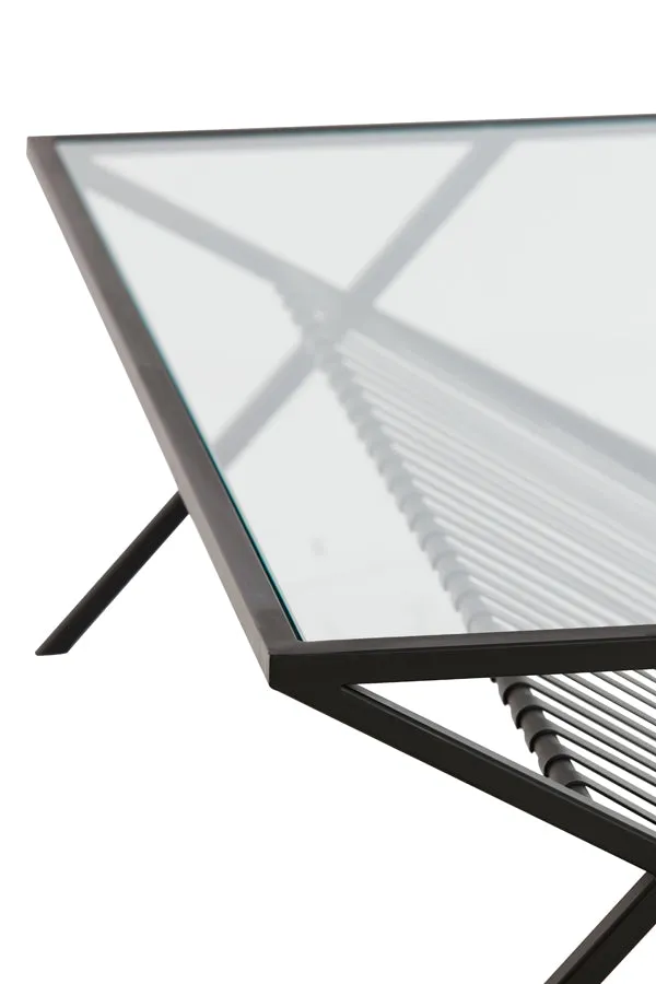 Light & Living Ezra Coffee Table in Clear Glass and Matt Black