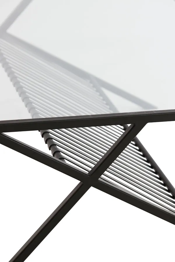 Light & Living Ezra Coffee Table in Clear Glass and Matt Black