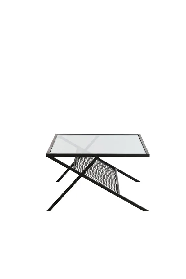 Light & Living Ezra Coffee Table in Clear Glass and Matt Black