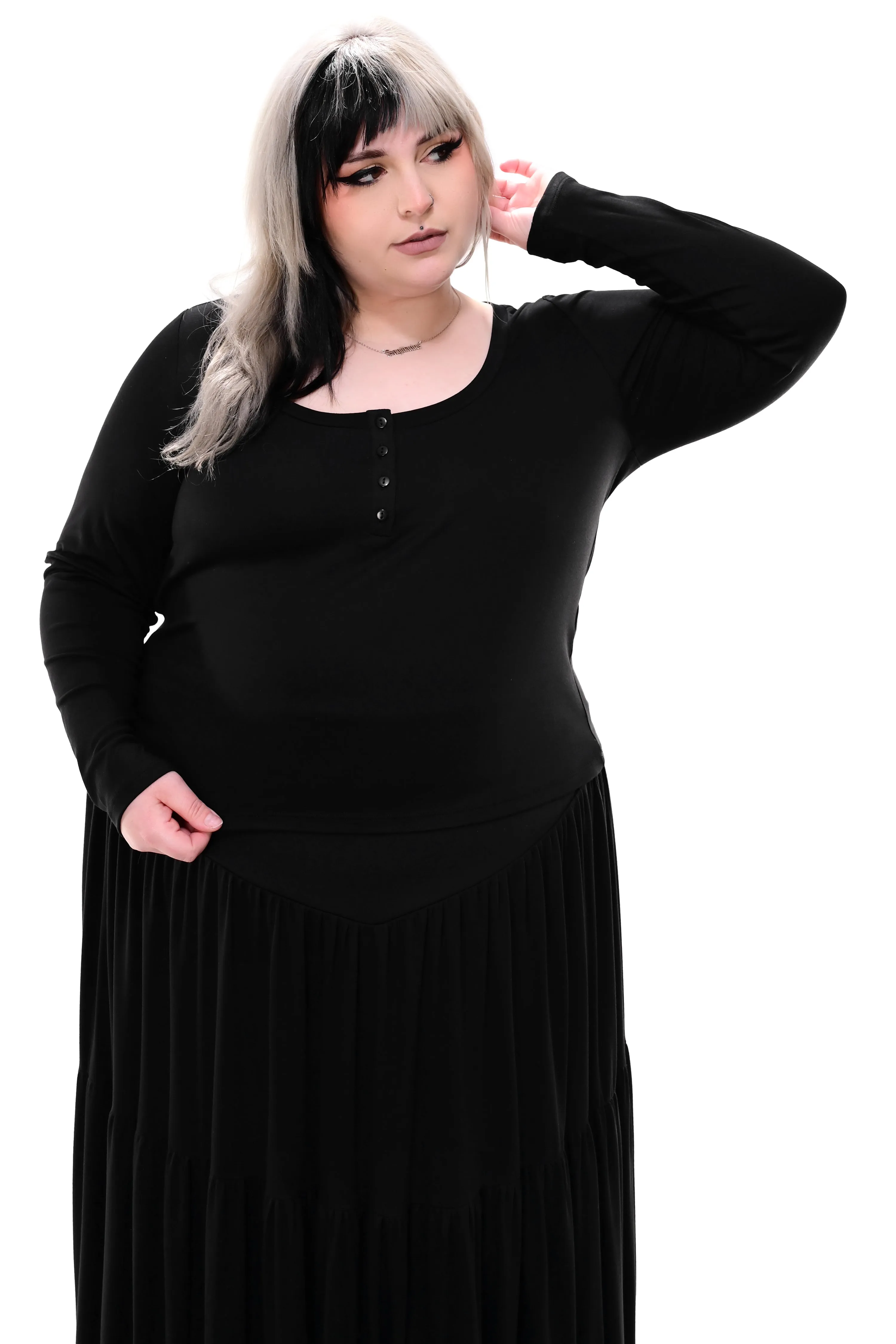 Long Sleeve Henley Top - No Restock! - XS/S/4XL left!