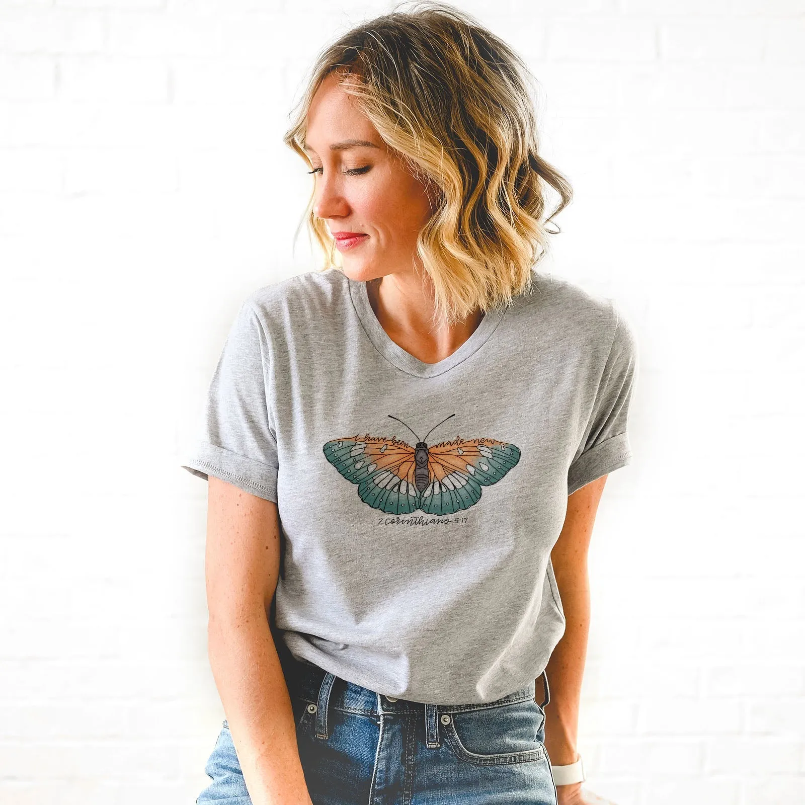 Made New Hand Lettered Butterfly Tee Shirts For Women - Christian Shirts for Women - Religious Tee Shirts
