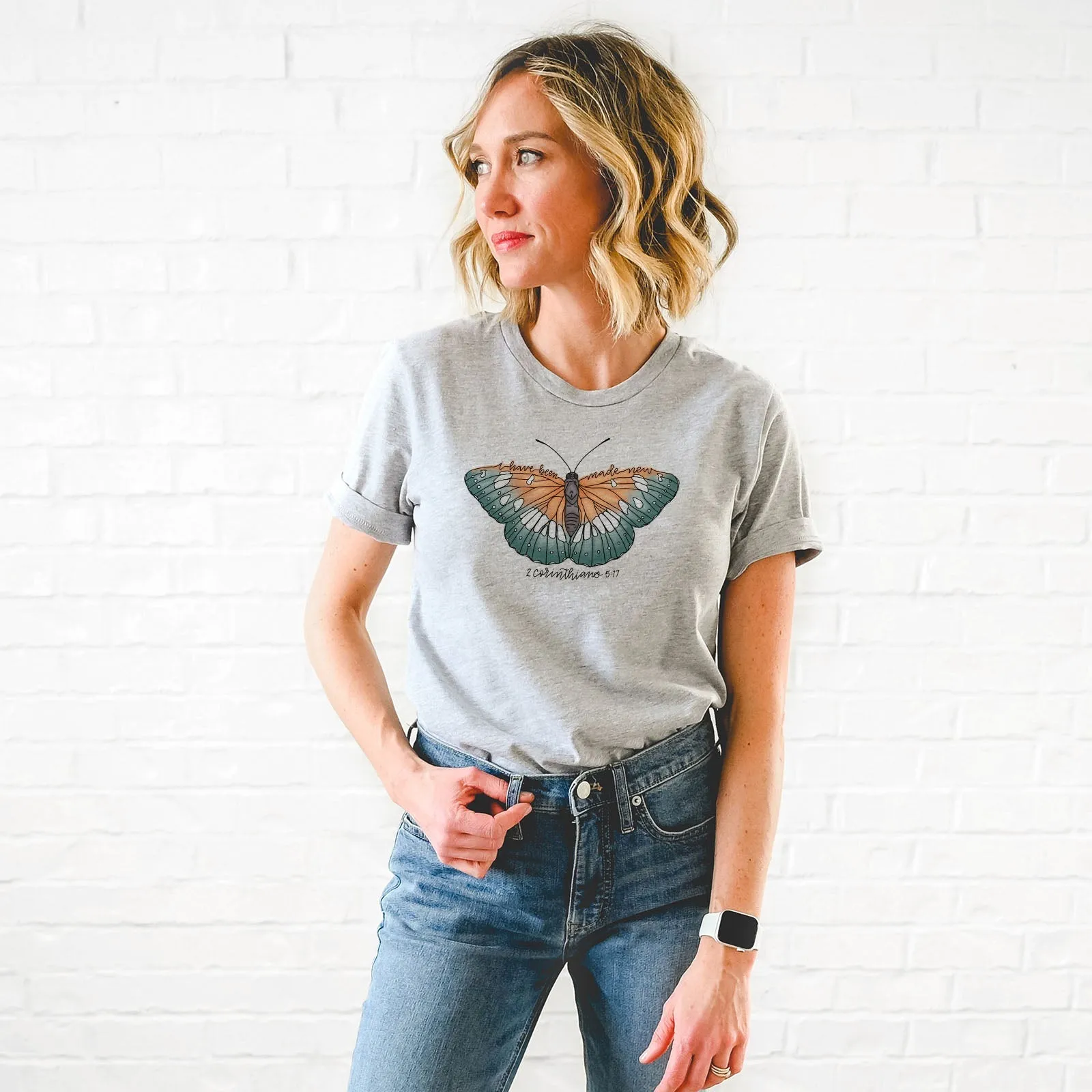 Made New Hand Lettered Butterfly Tee Shirts For Women - Christian Shirts for Women - Religious Tee Shirts