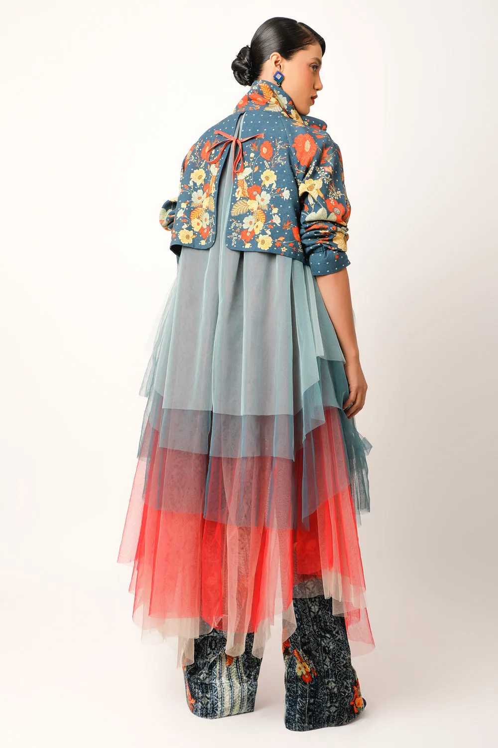 Printed Tulle Trench