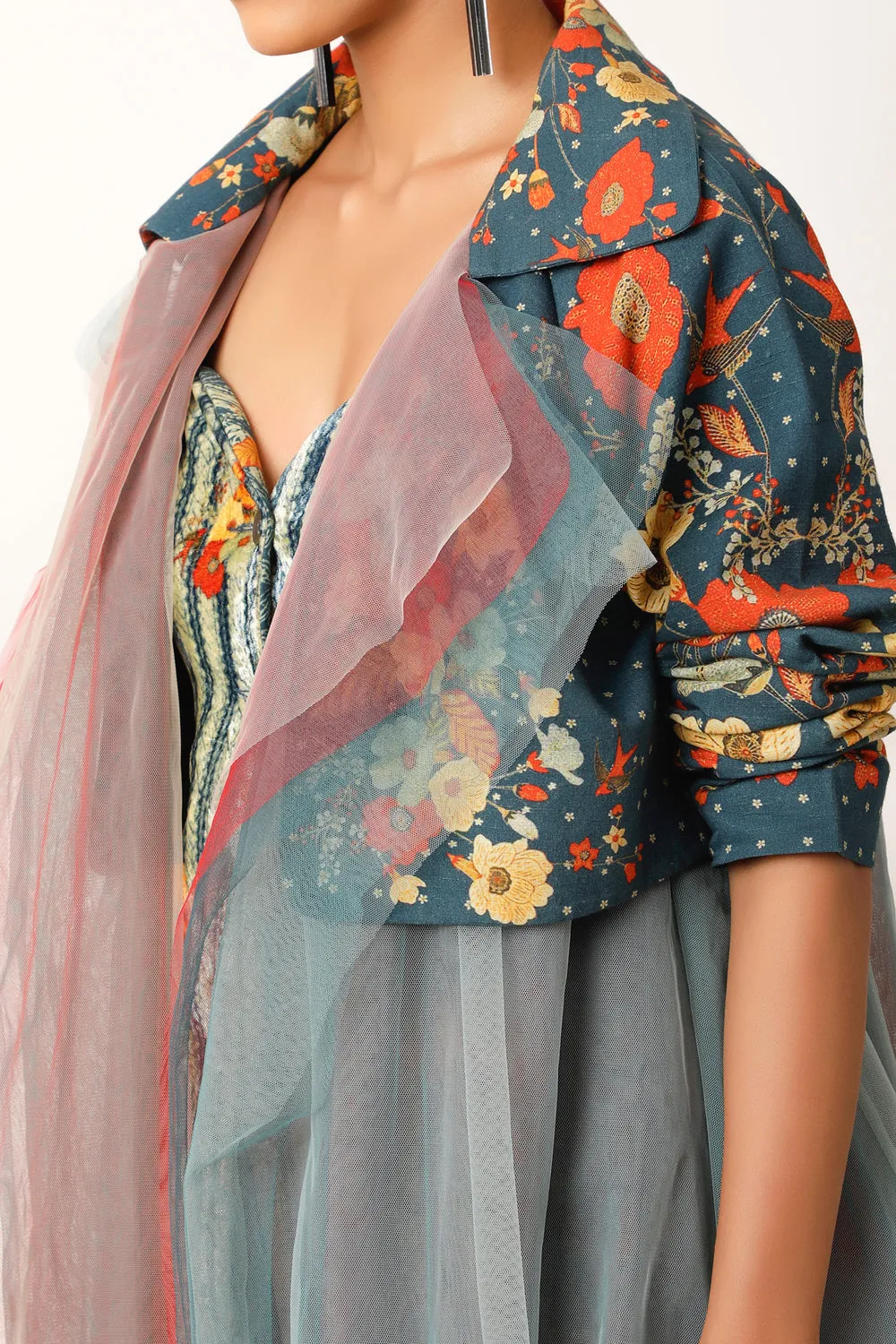 Printed Tulle Trench
