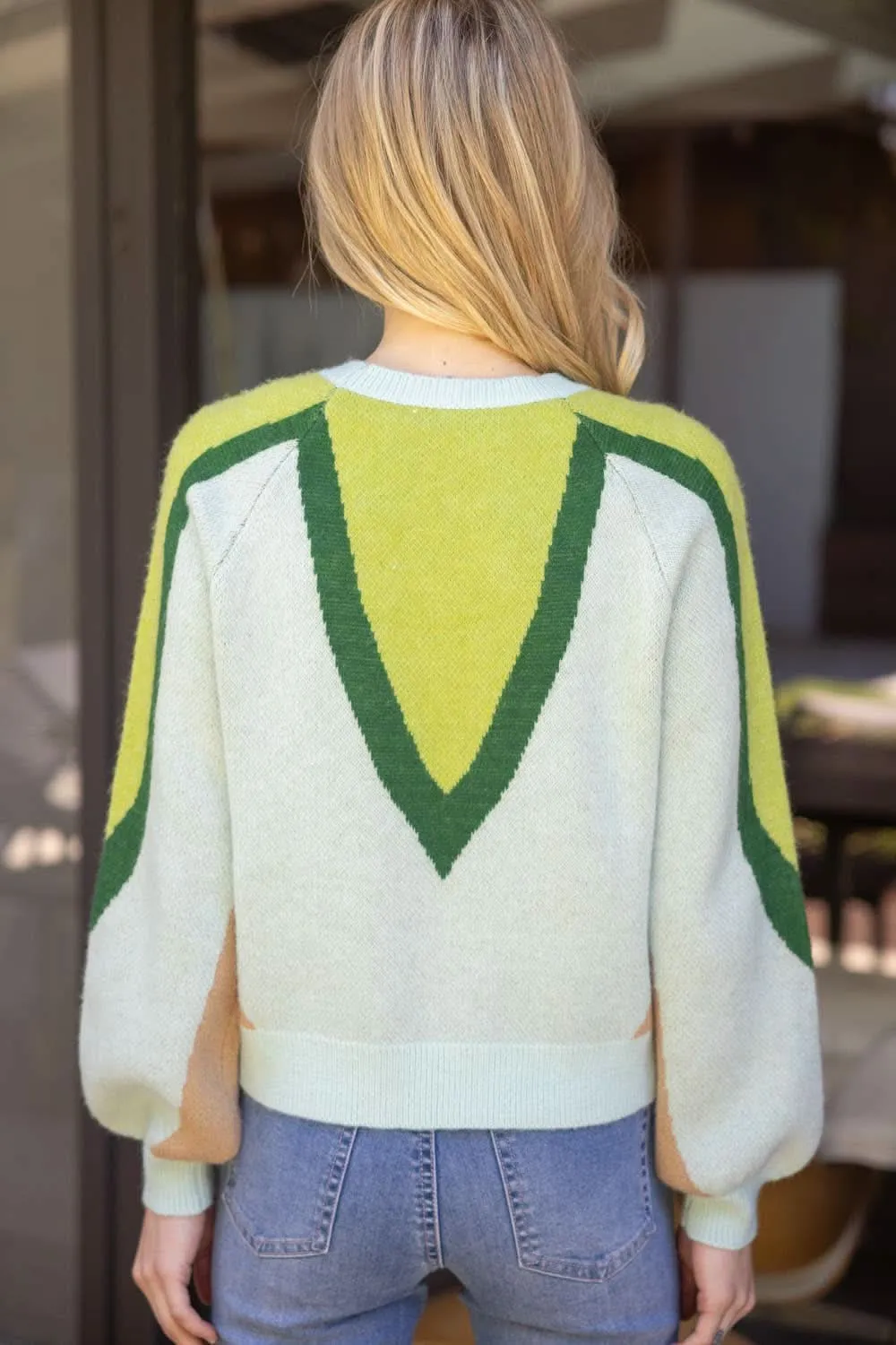 Sage   Hunter Green Long Sleeve Printed Sweater