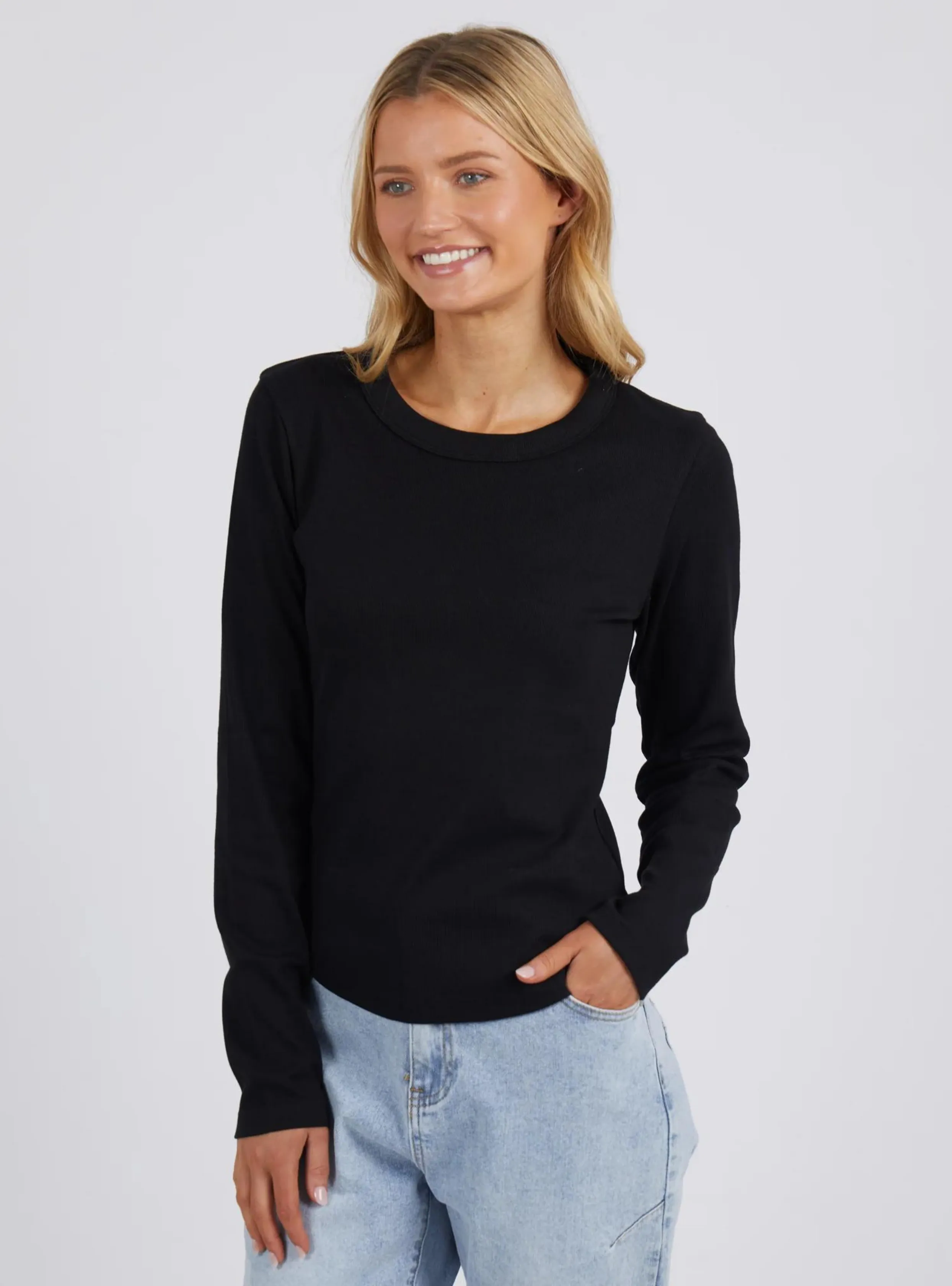 SCOOP L/S RIB - Black