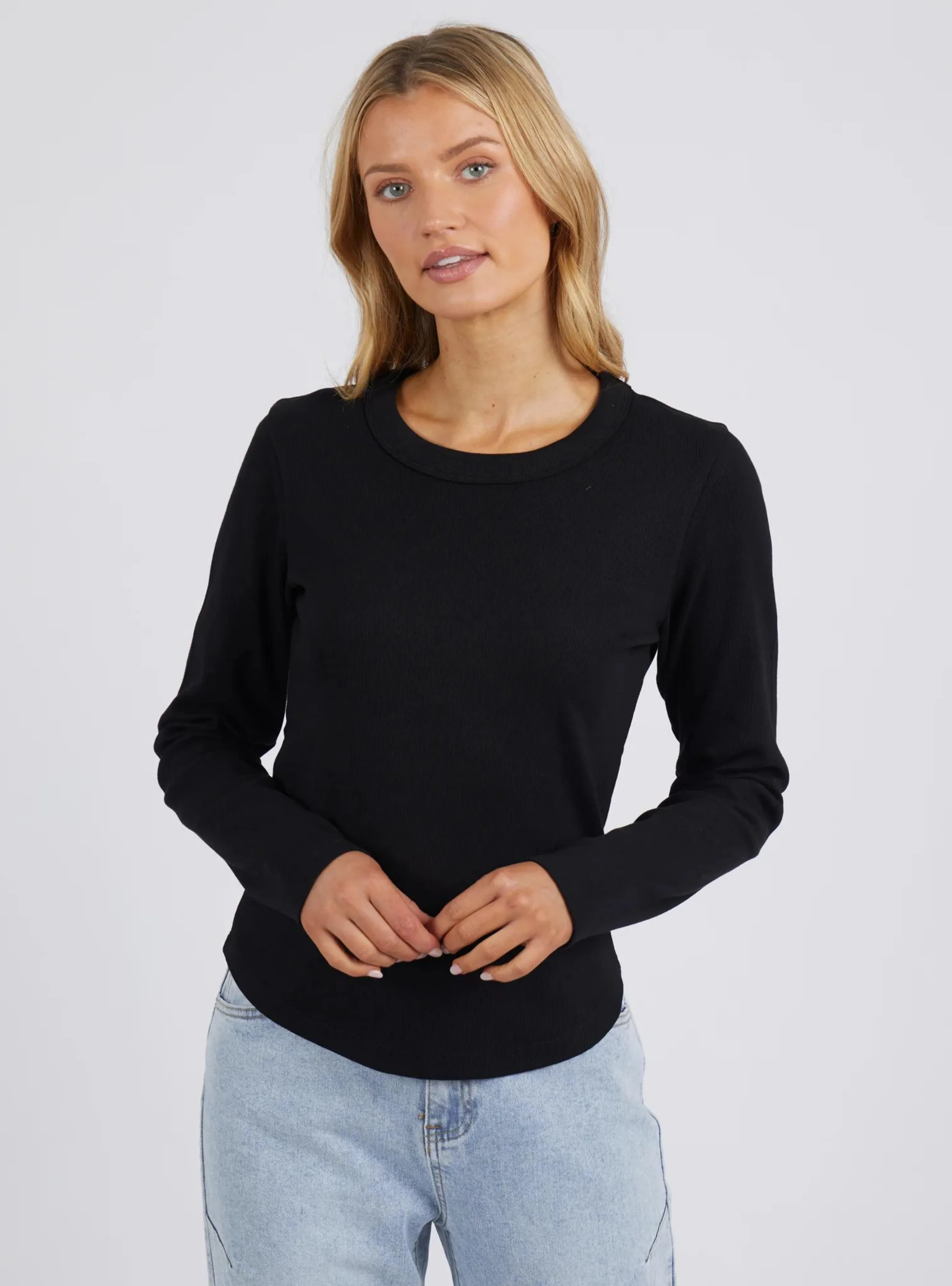 SCOOP L/S RIB - Black