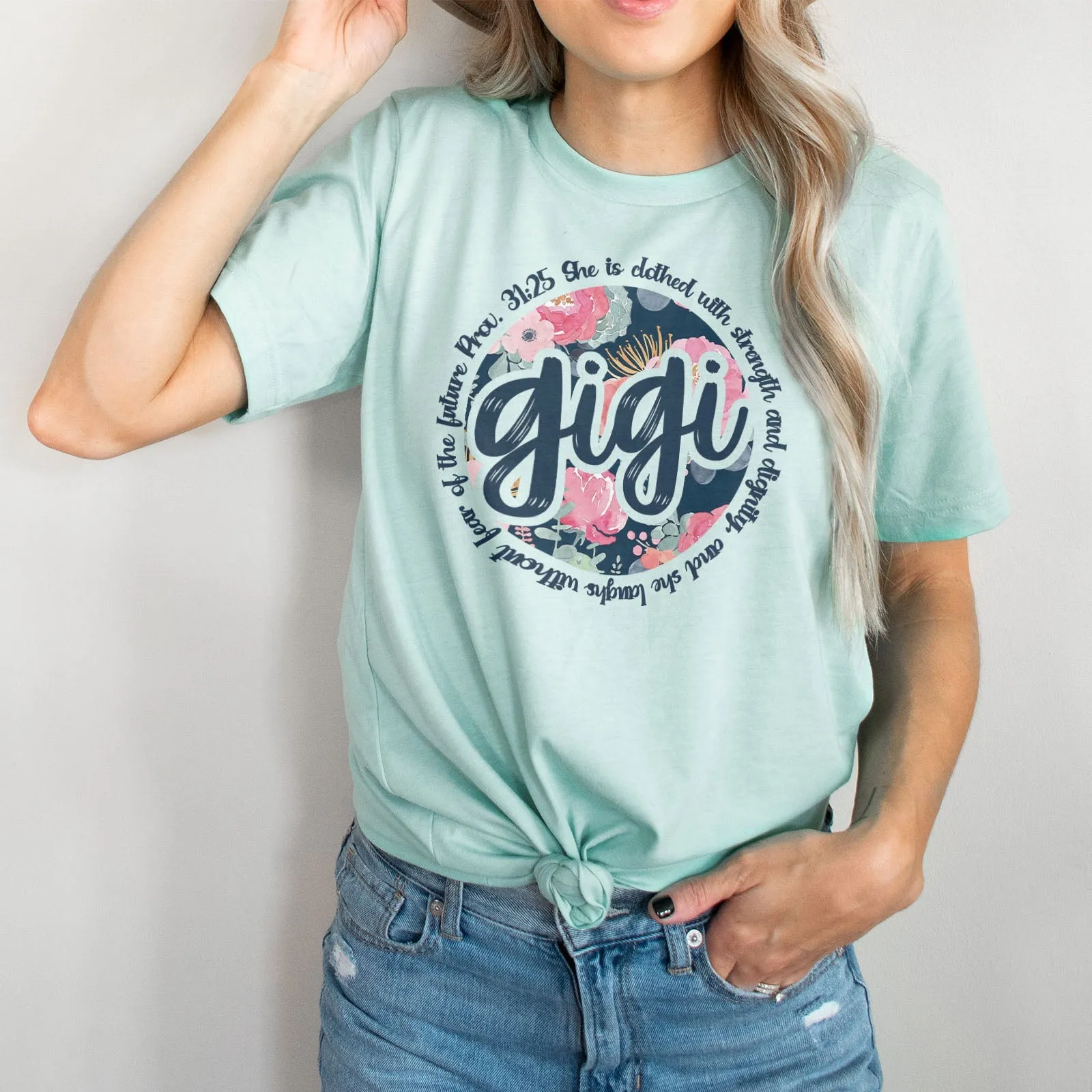 She Is Clothed With Strength Gigi Tee Shirts For Women - Christian Shirts for Women - Religious Tee Shirts