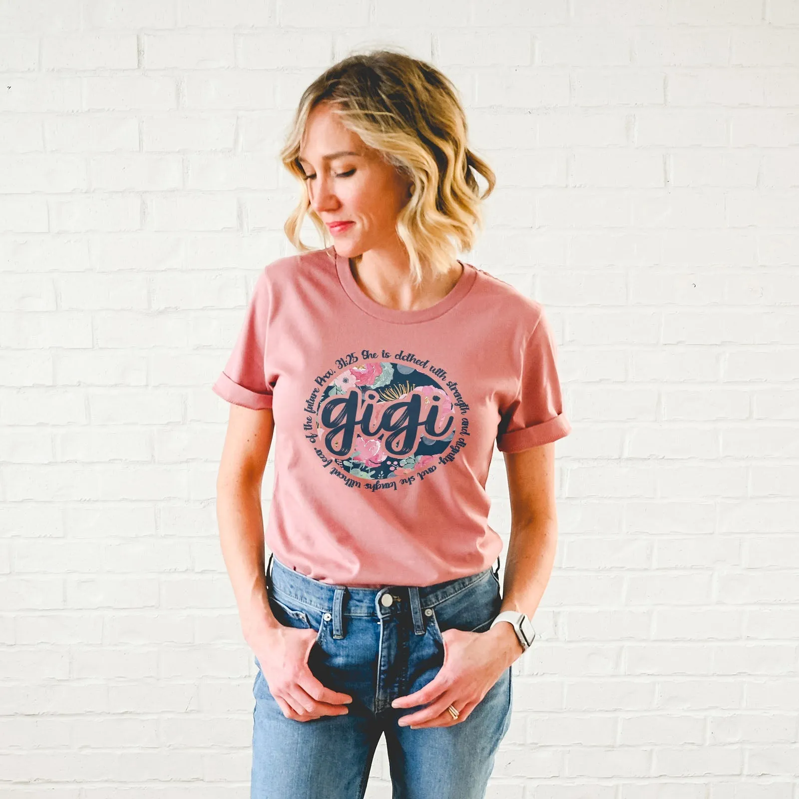 She Is Clothed With Strength Gigi Tee Shirts For Women - Christian Shirts for Women - Religious Tee Shirts